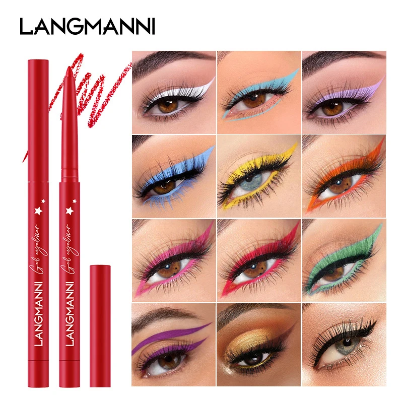 12 pezzi/set, set di penne per eyeliner colorate: impermeabili e opachi, ombretto per eyeliner in gel ad alto pigmento, trucco duraturo per gli occhi per le musica
