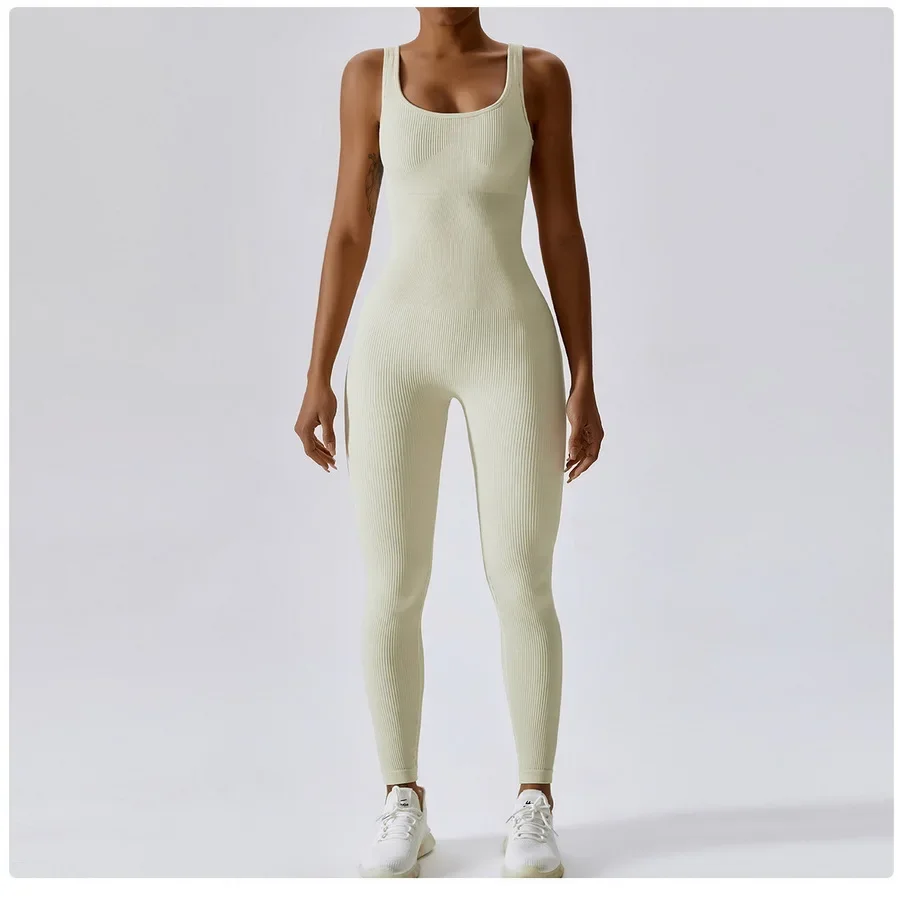 Plus Size One Piece Sports Yoga Pants with Chest Pads High Elastic Seamless Peach Hip Training Pants Jumpsuit Women Fitness 2XL