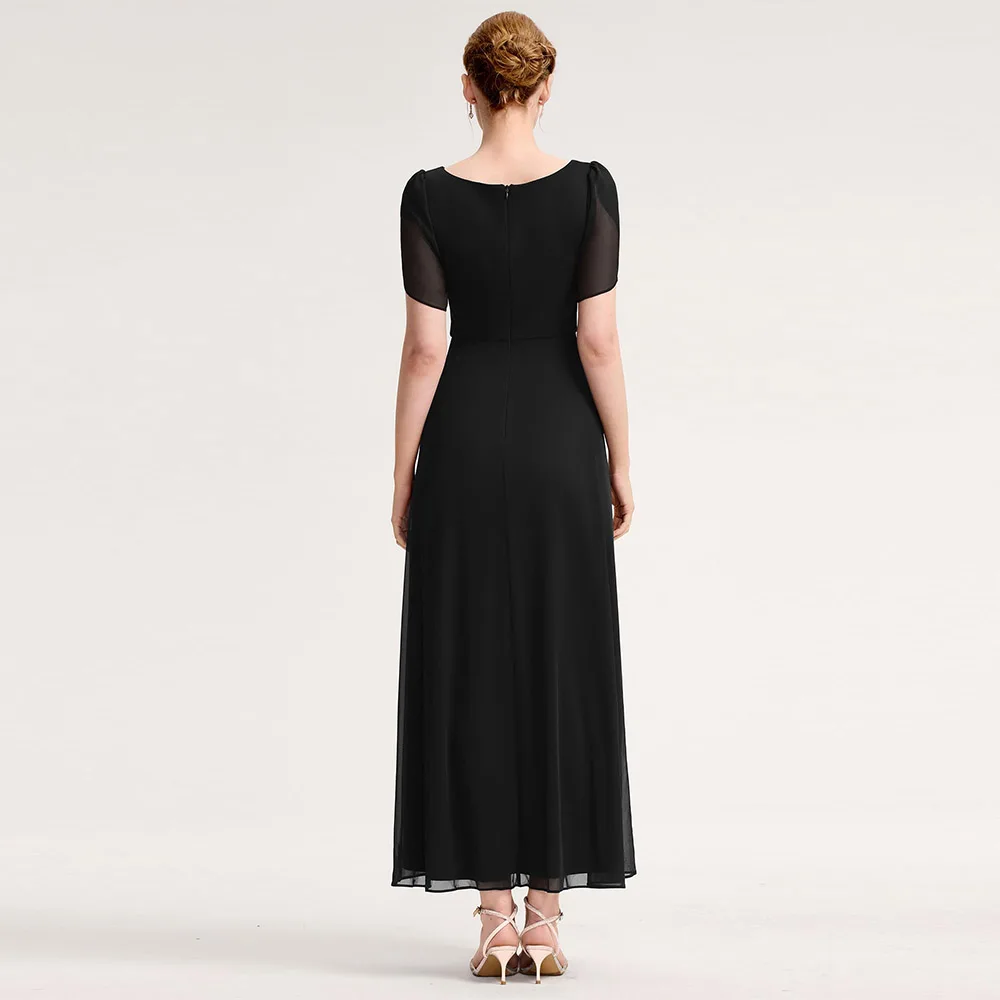 Customized Elegant Women's Cap Sleeves Mother of The Bride Dresses Beading Chiffon Maxi Formal Dresses Mother of The Bride Dress