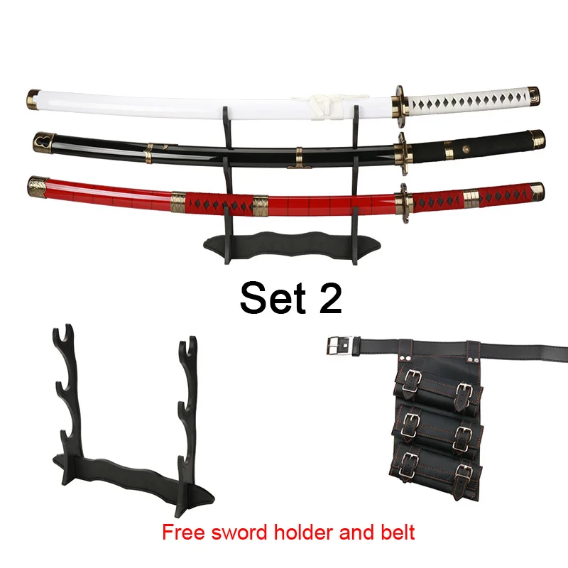 3pc Anime Katana 104cm/41in Hobby Verzamelrekwisieten en rollenspel Wordt geleverd met een drielaagse zwaardstandaard en riem