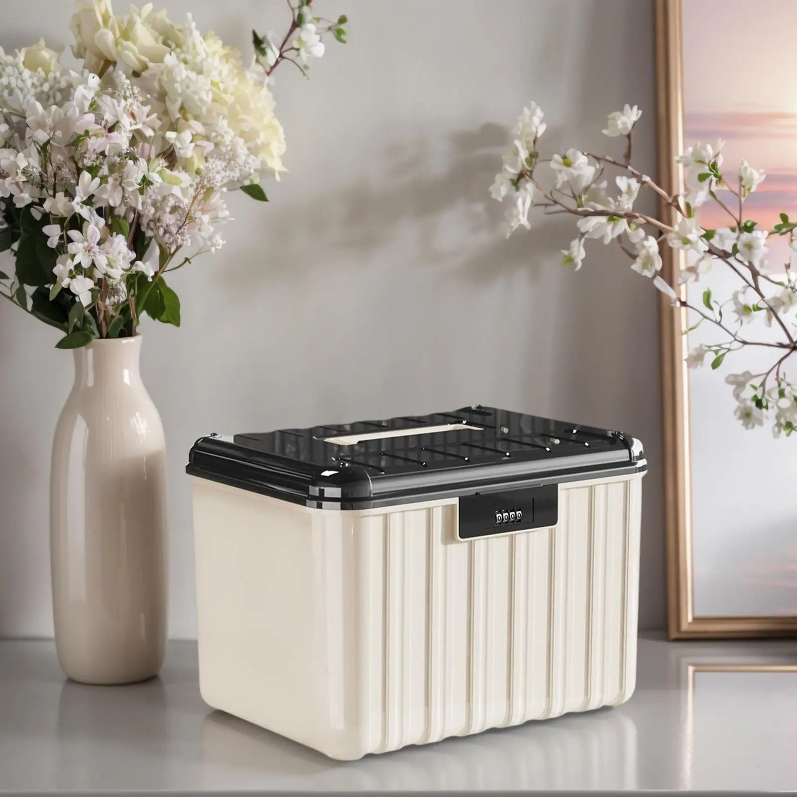 Lockable Storage Bin Garage Multi-Layer Organizer Box With Combination Lock Dustproof For Office Home Password Lock Storage Box