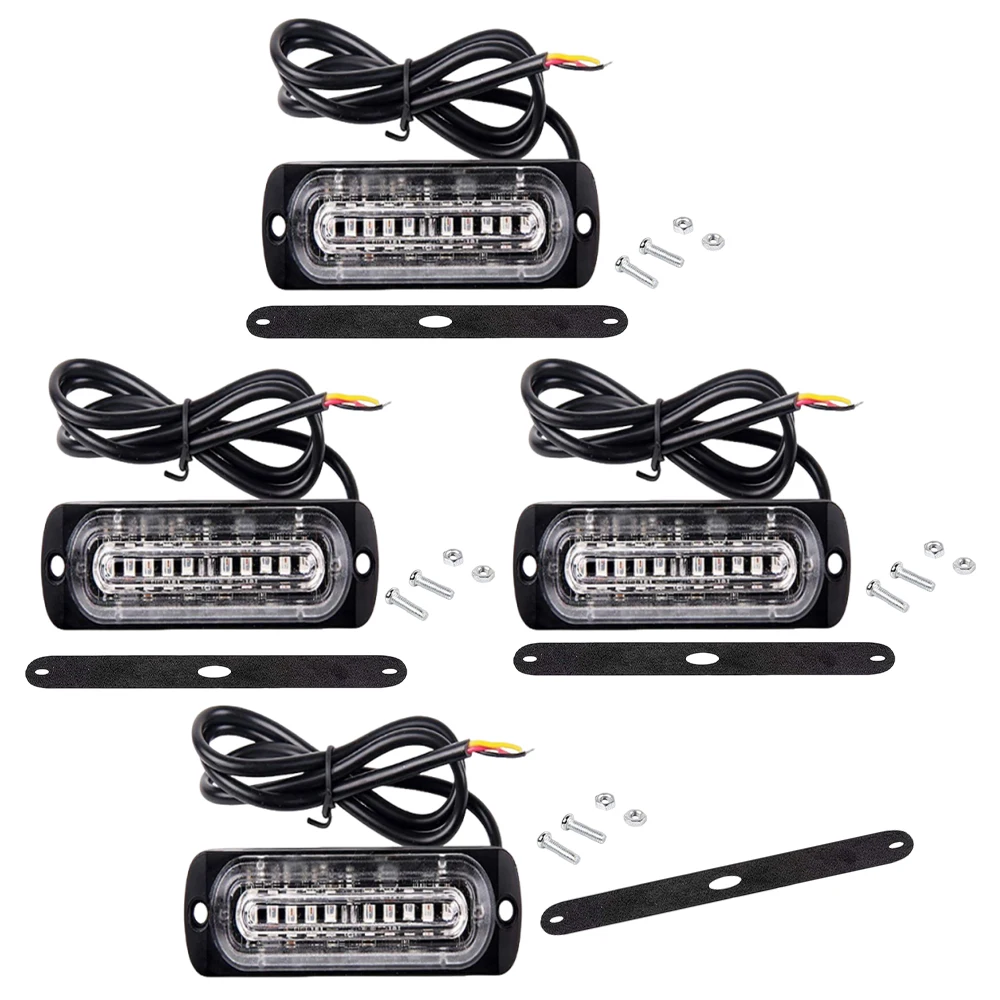 

12V-24V Emergency Strobe Lights Car Trailer Stop Light Caravan Camper Waterproof Turn Signal Lamp 4 pcs 10 LED Strobe Lights