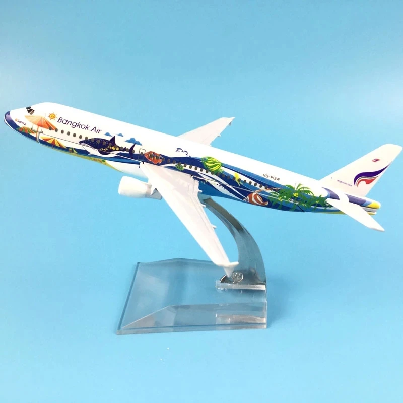 16cm Alloy Metal Thailand Thai Bangkok Air Airlines Airbus 320 A320 Airways Plane Model Aircraft Airplane Model w Stand