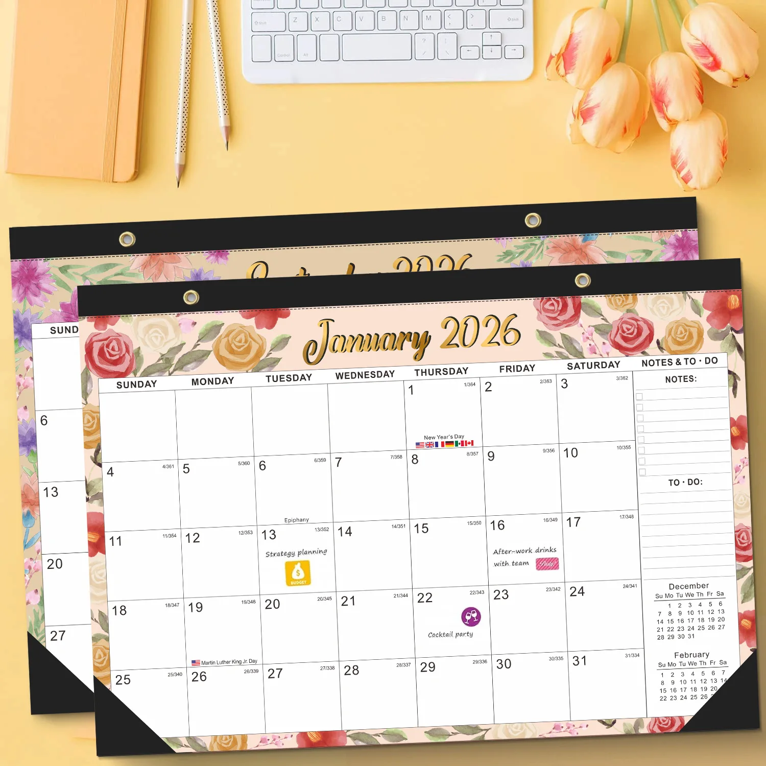 

Креативный календарь на 2026 английская версия, настенный календарь, обратный отсчет на 18 месяцев, английский настольный простой стол