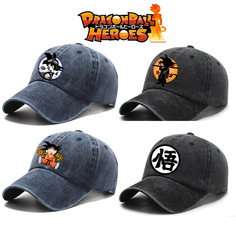 Dragon Ball Goku Vintage Washable Cowboy Baseball Cap Snapback Men Women Hat Worn Out Hip Hop Sun Caps Adjustable Cotton Gifts