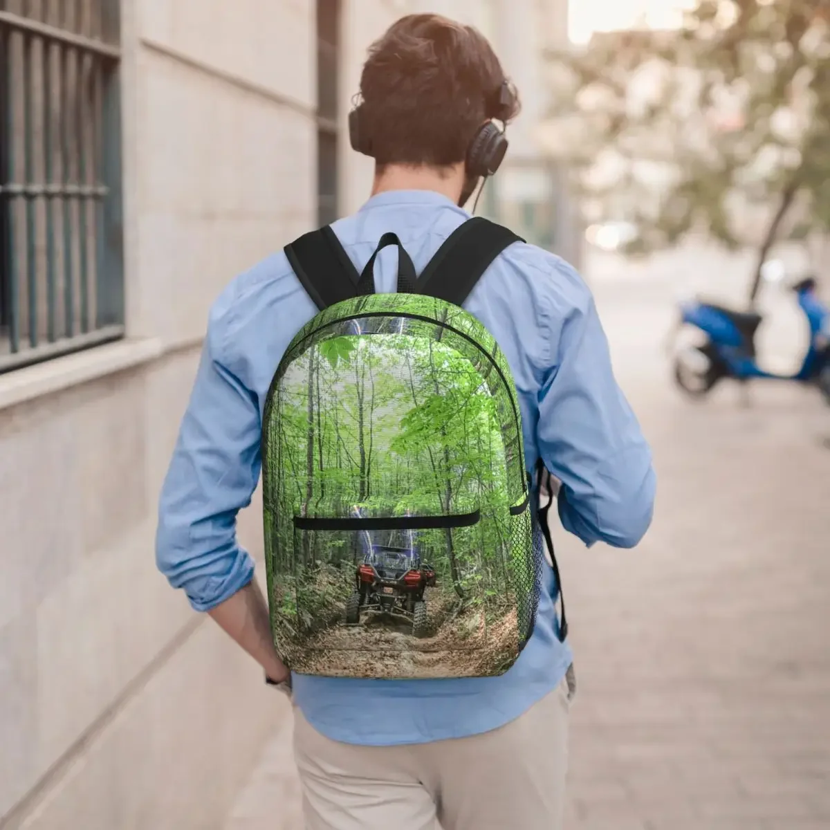Green Tractor On A Forest Trail Student Backpack School Bag Hiking Travel Daypack for Men Women Bookbag Shoulder Bags