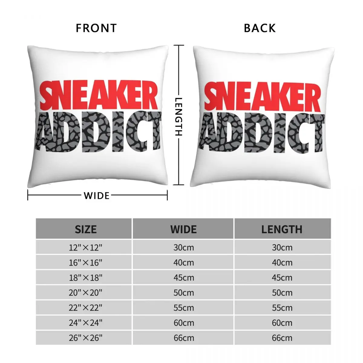 Sneaker Addict Cement Pillowcase Polyester Linen Velvet Creative Zip Decorative Home Cushion Cover