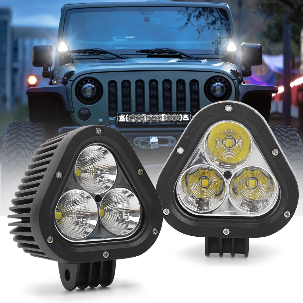 MOVOTOR 2 PCS Off Road 4 Inch LED Triangle Driving Work Light for Truck Jeep SUV BOAT ATV 4X4 4WD