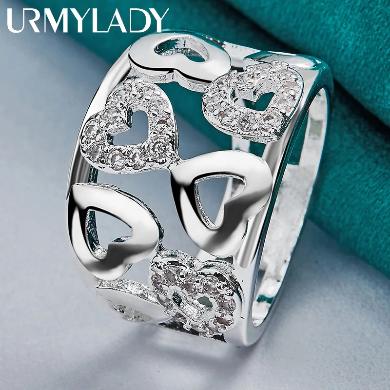 Women's 925 Silver Heart Zircon Wedding Ring