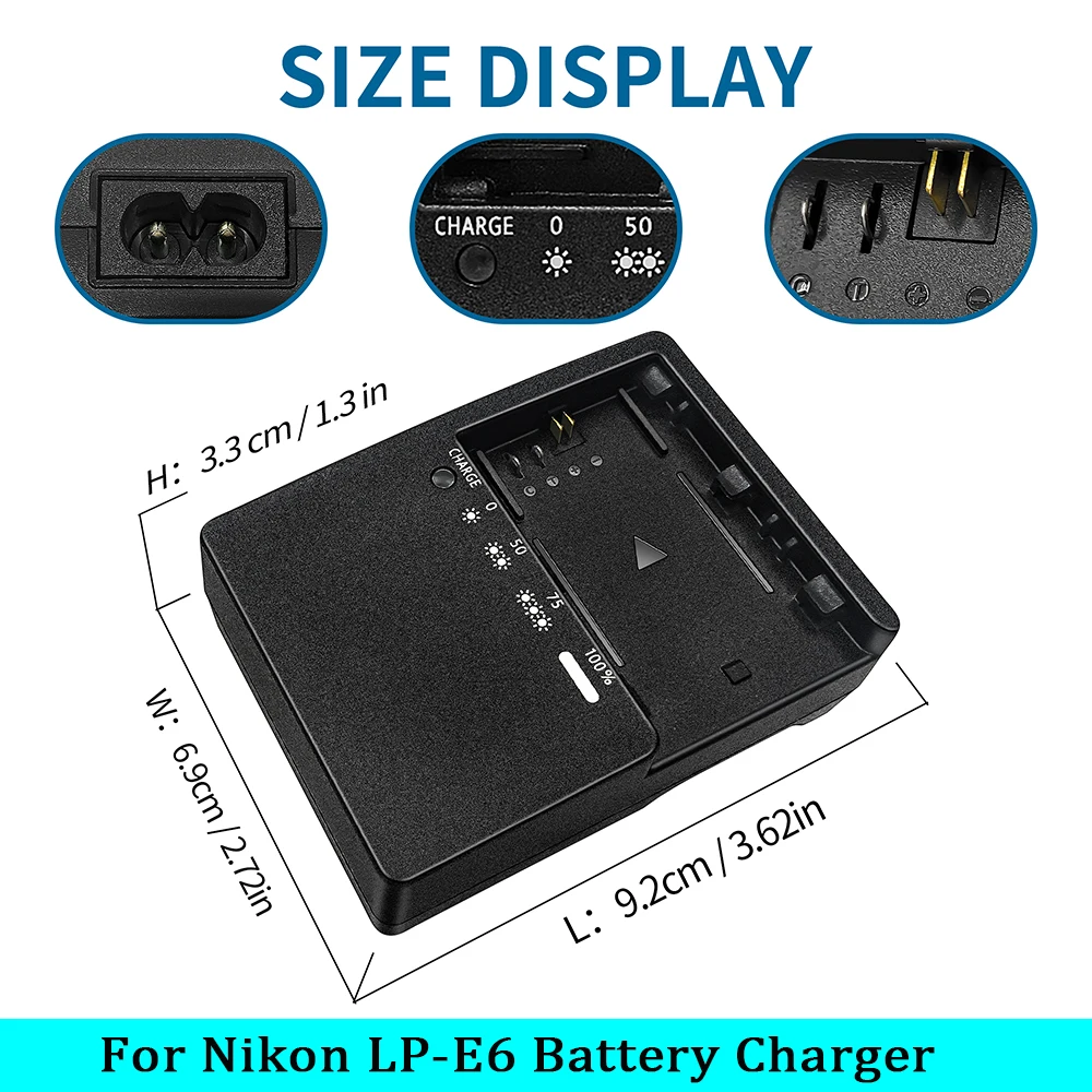 LC-E6E LC-E6 Charger For Canon LP-E6 LP-E6N LP-E6NH Battery EOS 70D 60D 5D Mark III 5D Mark IV 5DSR 6D MARK II 60D 80D 7D  R5 R6