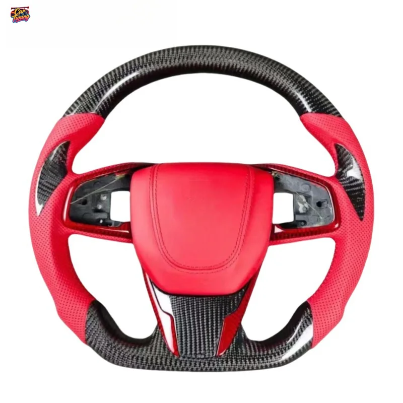 Custom Sport Flat-bottom Carbon Fiber Steering Wheel for Honda 10th Generation Civic CRV Breeze Without Airbag