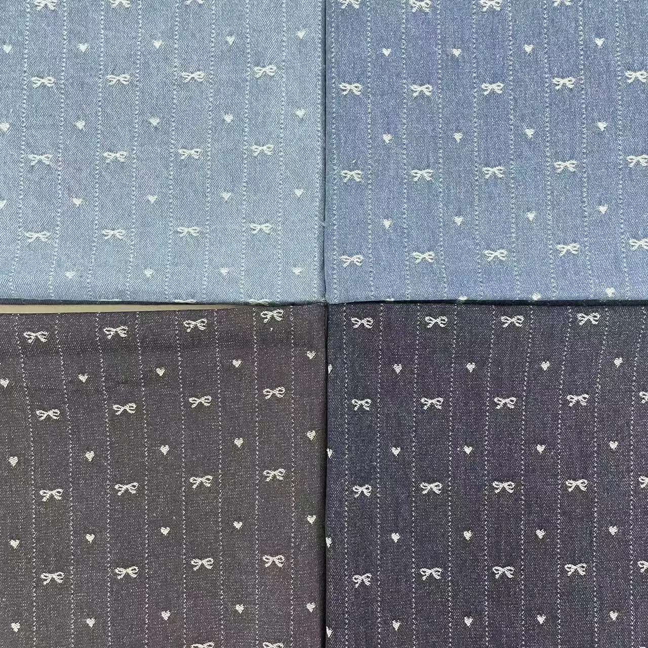 قماش الدنيم مع القلب والقوس الجاكار سميكة غسلها الدنيم لخياطة فساتين ملابس خارجية أكياس السراويل أكياس القبعات DIY بها بنفسك قماش الدنيم #3