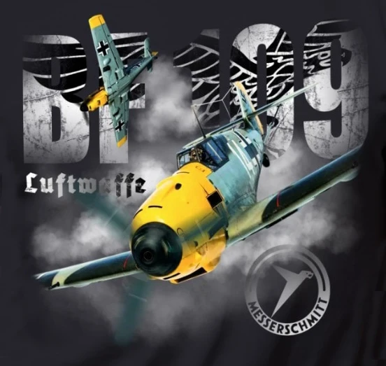 Vintage Luftwaffe Messerschmitt Bf-109 Fighter T-Shirt 100% Cotton O-Neck Summer Short Sleeve Casual Mens T-shirt Size S-3XL