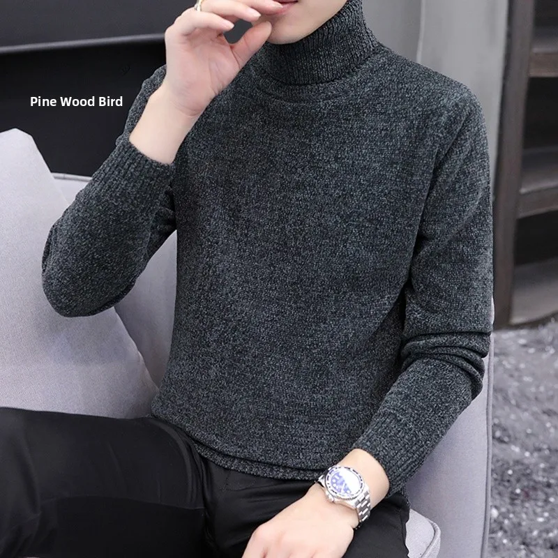 

Мужской вязаный свитер TUCANO с высоким воротом, приталенный, зимний, повседневный, базовый слой, молодежный, модный, из полиэфирного волокна