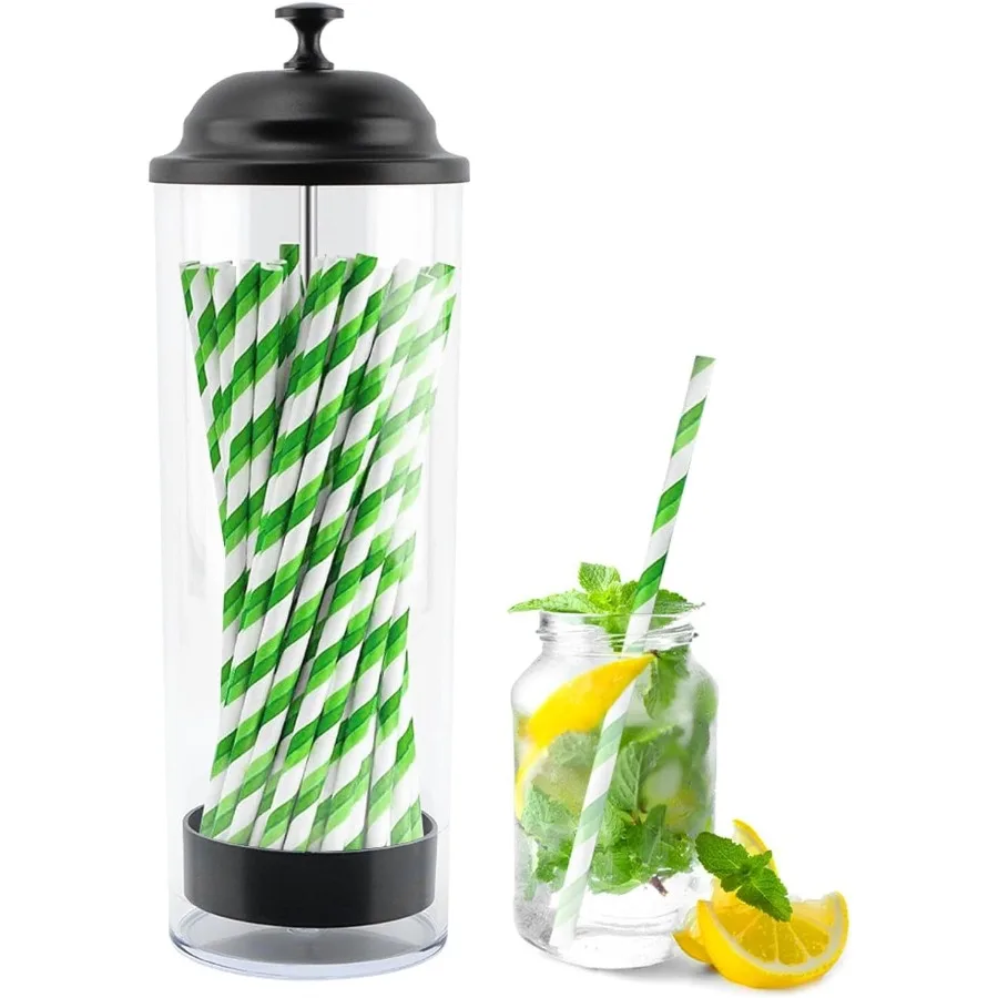 

Держатель для соломинки Прозрачный органайзер для соломинки для питья Контейнер для соломинки Пластиковый диспенсер для соломинки для стойки с крышкой вмещает соломинки до 8,