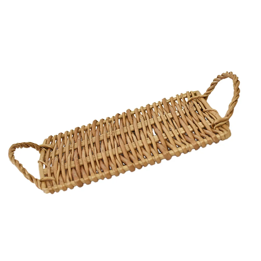 

1Pcs Woven Food Tray Dual-Ear Design Home Restaurant Snack Service Plate Coffee Shop Food Display Tray