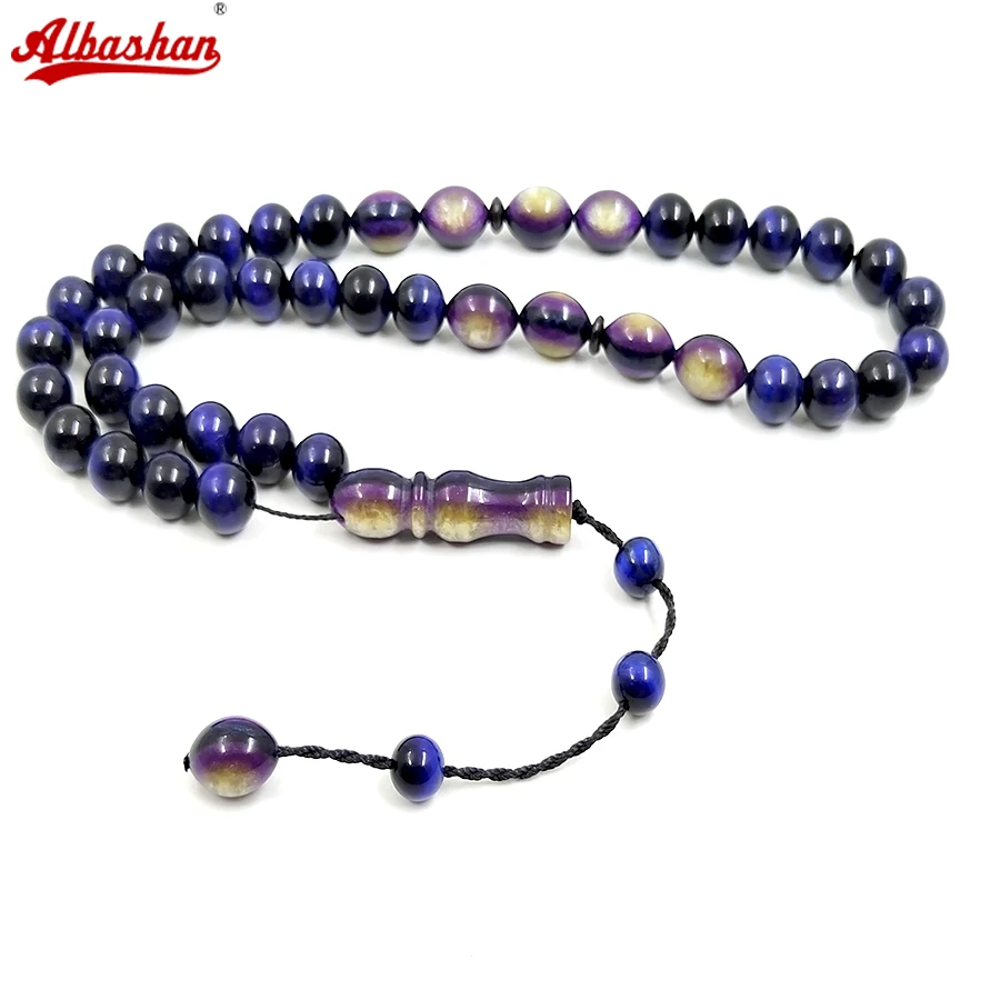 Natural blue tiger eye Tasbih with Bakelait beads bracelets Gift Eid misbaha turkish accessories gemstone
