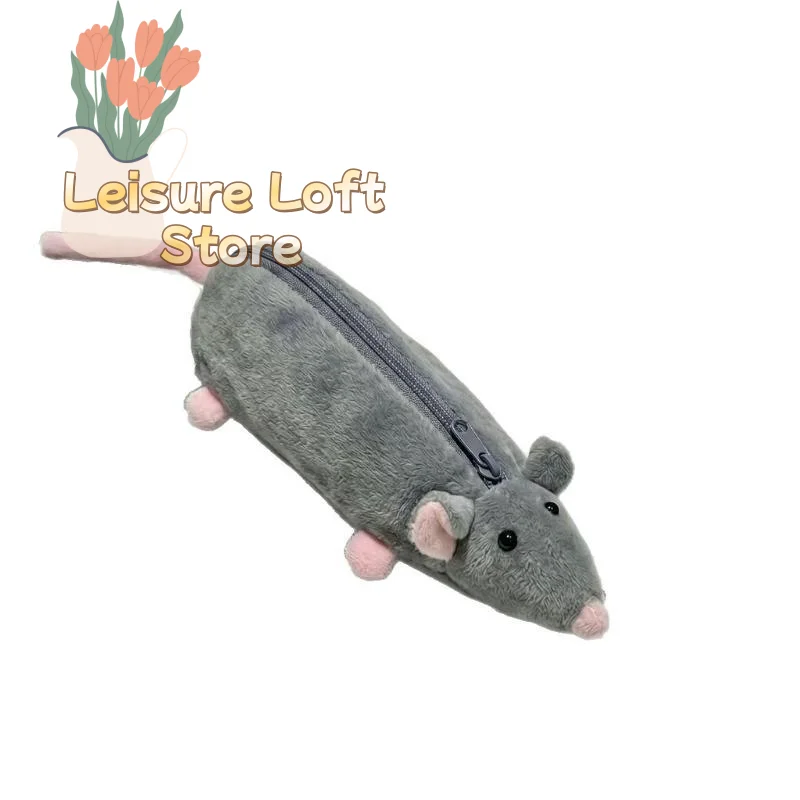 Niedliches Flauschiges Maus-Federmäppchen mit Großer Kapazität, Schreibwaren-Organizer für Kinder, Geschenk zum Schulanfang oder Geburtstag