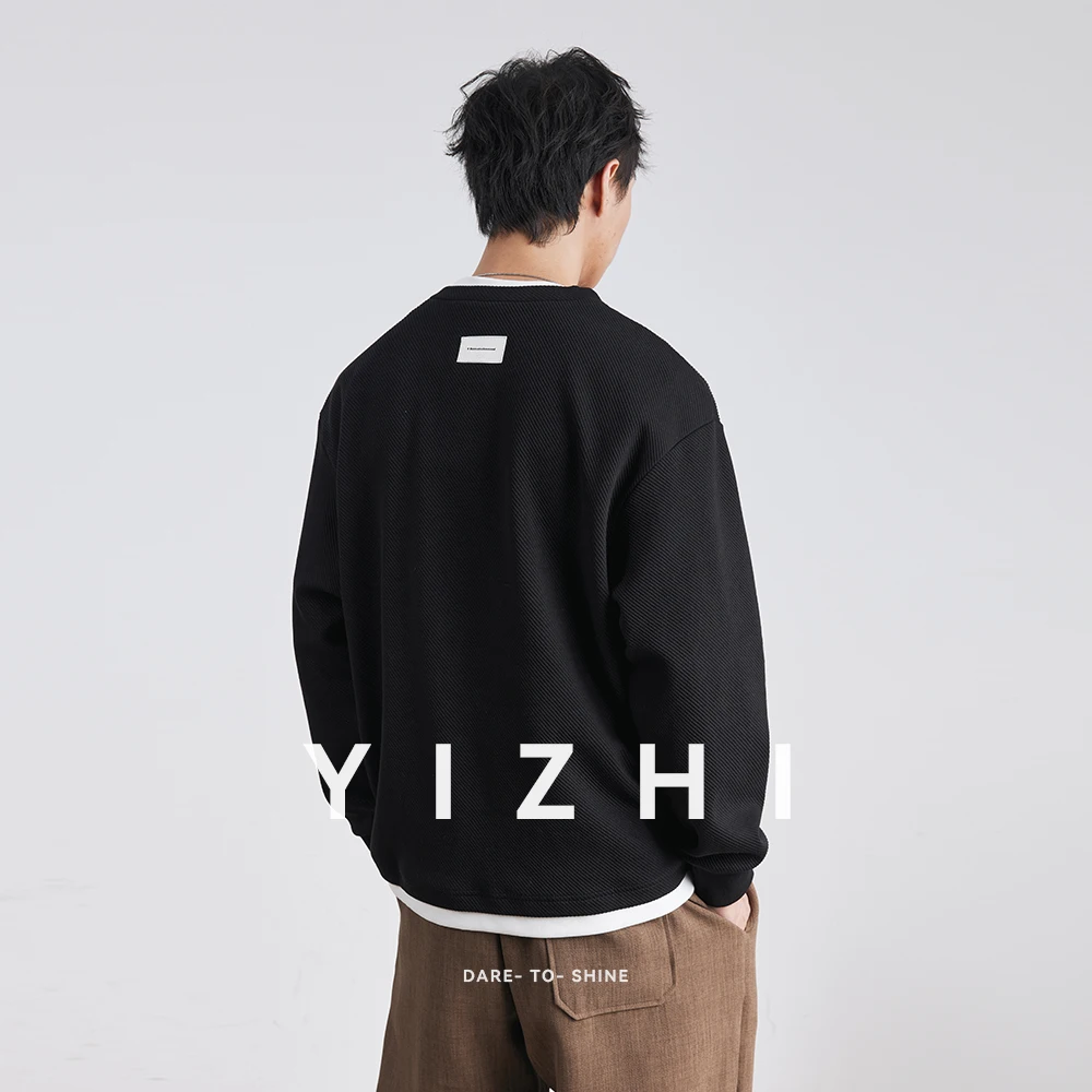 2025 شتاء جديد الموضة الصوف مبطن وهمية قطعتين البلوز الرجال فضفاض البلوز عادية قاع قميص طويل الأكمام الرجال #1