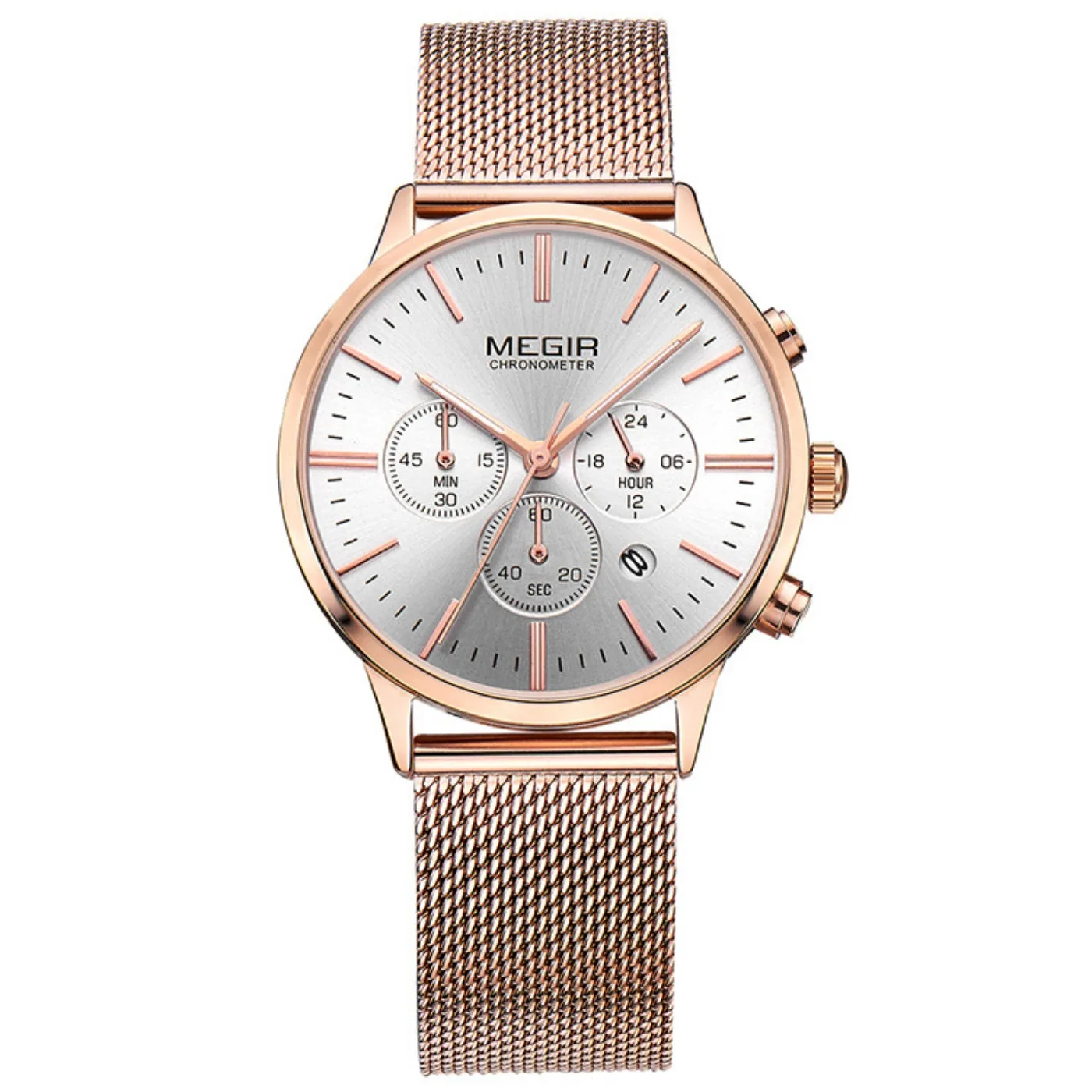 MEGIR Fashion Rose Gold Women Watch Luxury Brand Quartz Wristwatch Ladies Casual Bracelet Watches Sport Relogio Feminino Clock