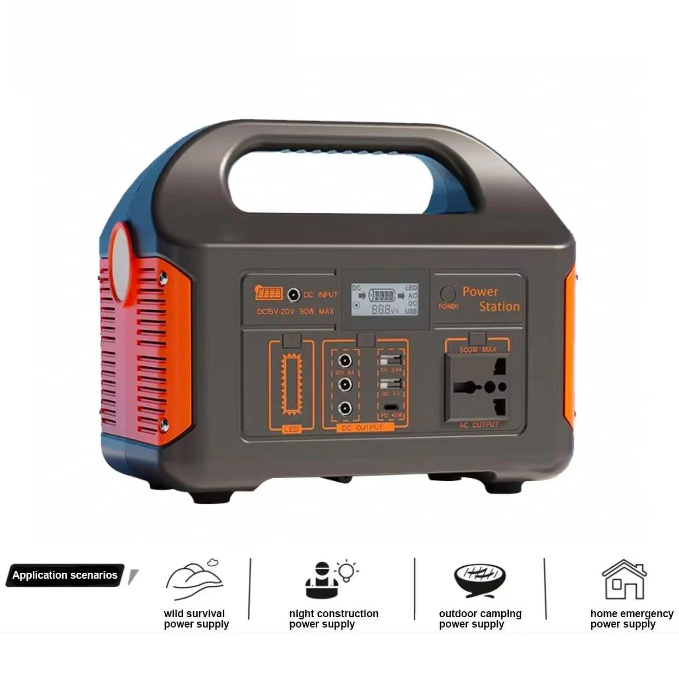 500W Portable Solar Generator, 308WH 384WH 460.8WH Mobile Power Bank, Backup LiFePO4 Battery Power Station(Solar Panel Optional)