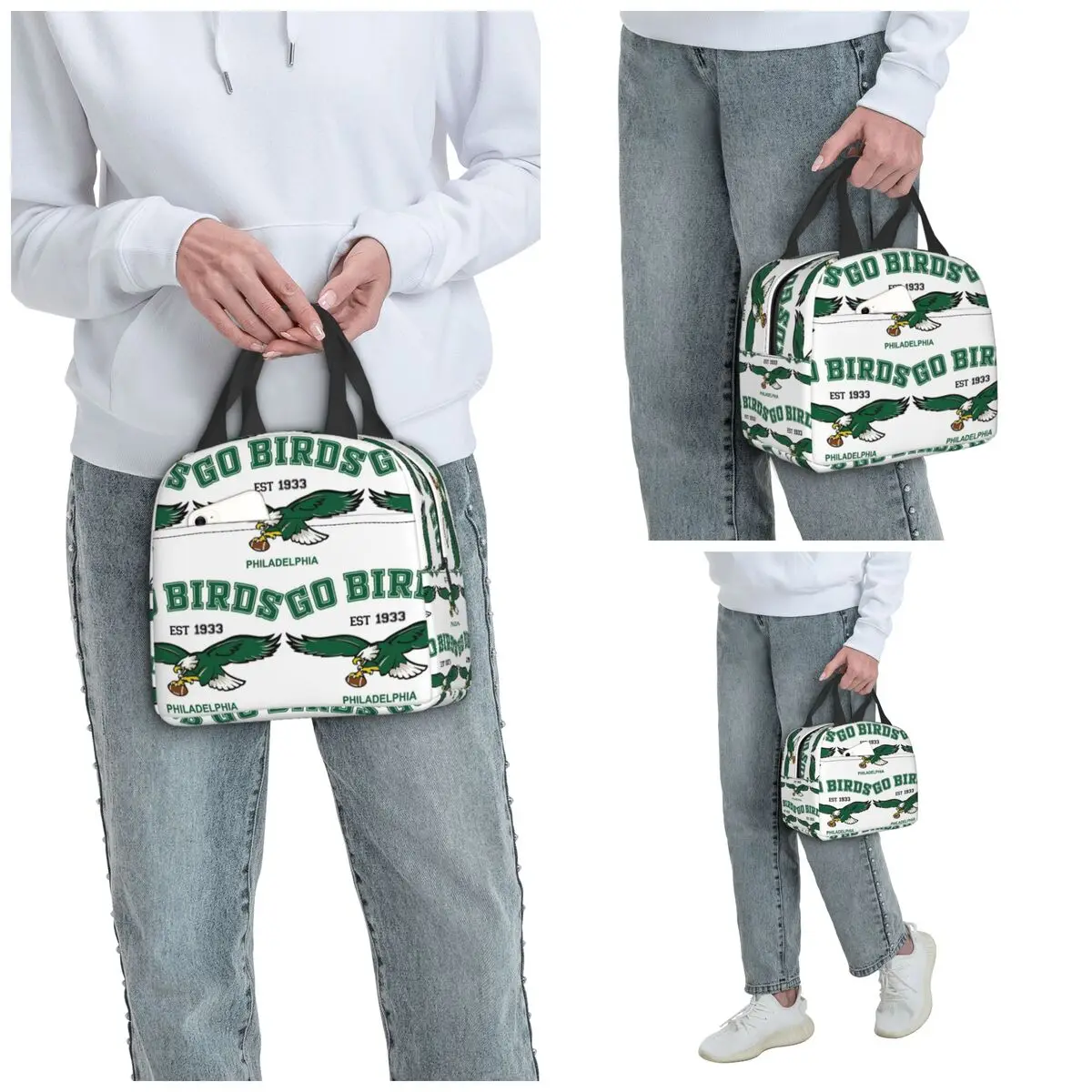 Art - Philadelphia Eagles Insulated Lunch Bag for Women Office Cooler Thermal Food Box Tote Portable Lunch Boxes Container