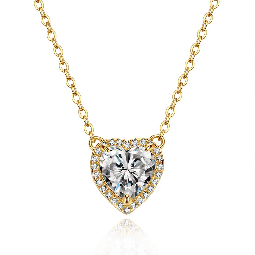 Light Luxury 18K Gold Heart Shaped Pendant Necklace for Women, Fashionable and Versatile Platinum PT950 Collarbone Chain