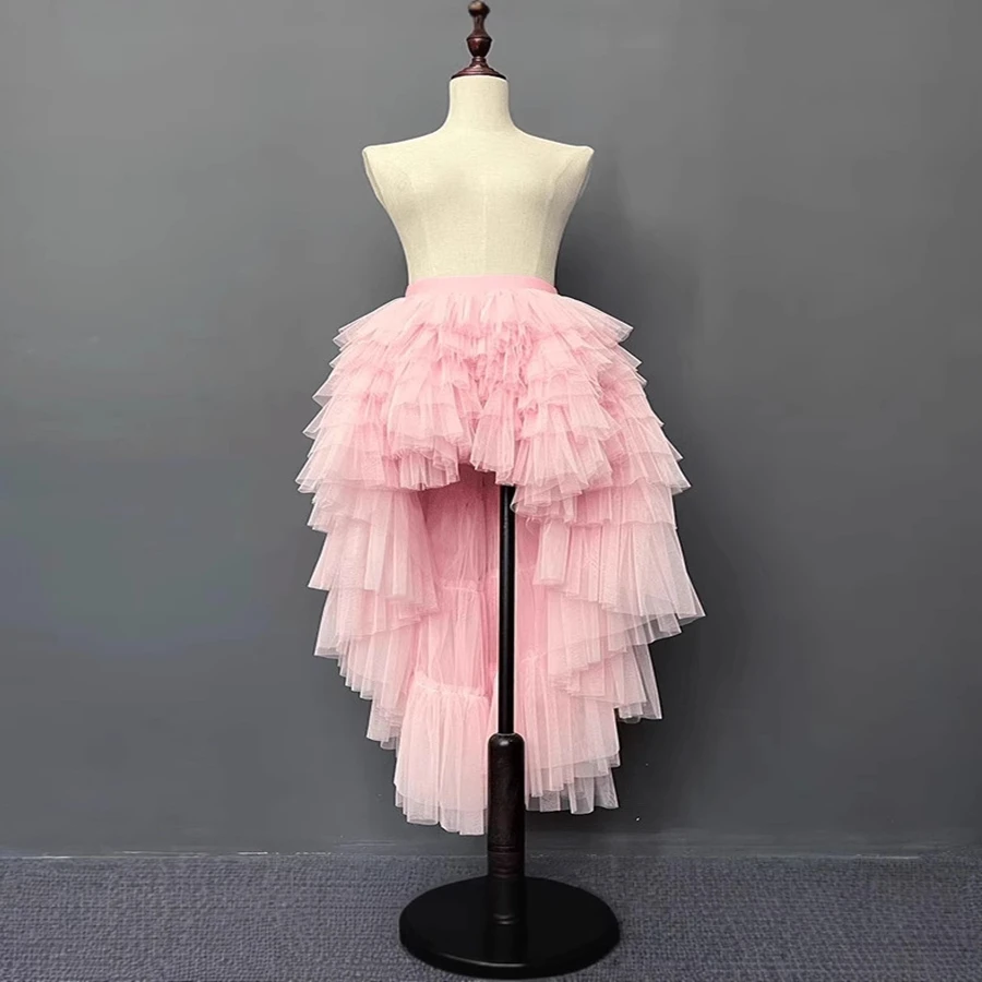 New Arrival Sweet Lolita Asymmetrical Mesh Ball Gown Princess Bride Skirt Women Elegatn Stage Show Event Performance Party Skirt