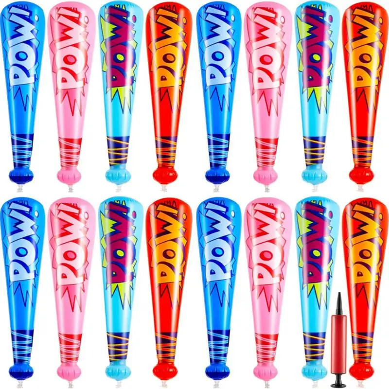 

40cm Long Pow Inflatable Baseball Bats, (Pack of 4), Baseball Goodie Bags Favors and Superhero Birthday Boy Party Favors