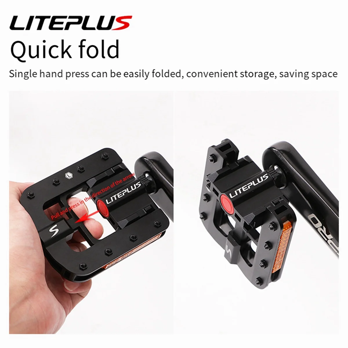 Liteplus Aluminum Alloy Bicycle Folding Pedals Anti-Skid Windward Small Wheel Folding Bicycle Pedals Bike Accessories,A