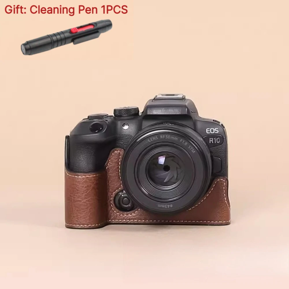 Camera Case Bag Cover For Canon EOS R10 PU Leather case base r10 Protective case Micro-single camera bag +1PCS Free Cleaning Pen