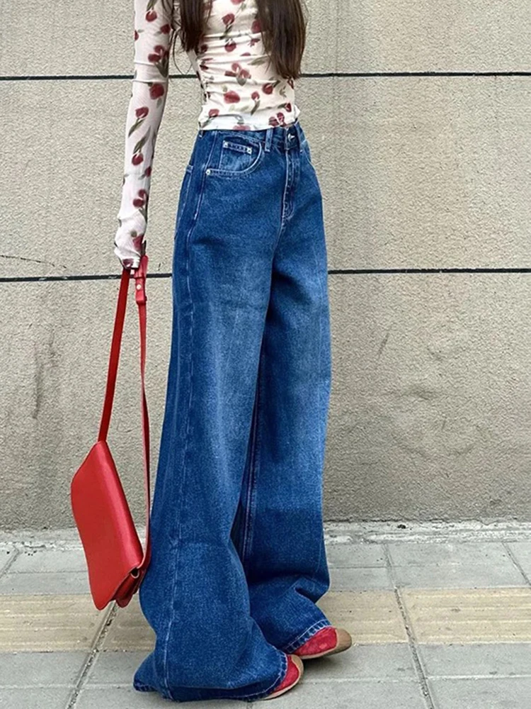 Y2K Spicy Girl Jeans Women Retro High Waisted Wide Leg Loose Slimming Straight Leg Floor Length Casual Drape Trousers