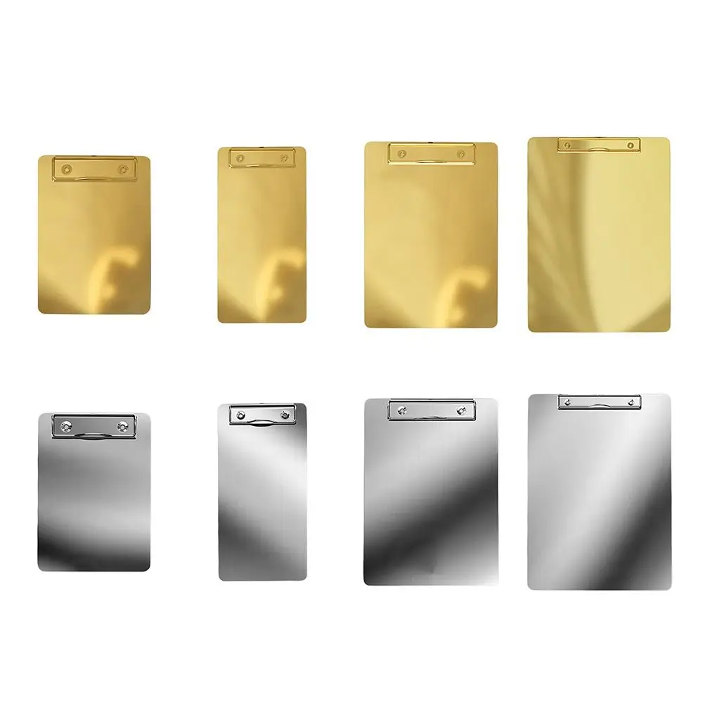 

Stainless Steel A4/A5 File Folder Gold/Silver Multifunction Test Paper Storage Folder Hard Memo Clip Board Clips Business