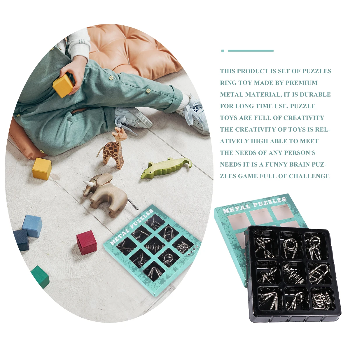 18pcs 2 Sets Metal Brain Teaser Puzzle Traditional Chinese Game For Kids Adults Puzzle Set Trick