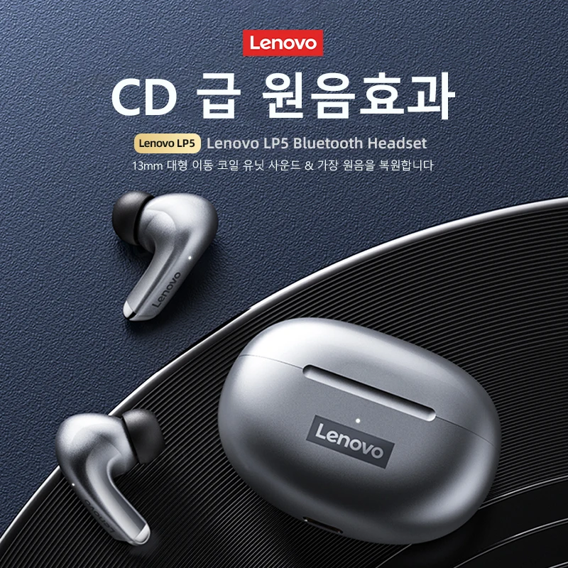 100% Original Lenovo LP5 Wireless Bluetooth Earbuds HiFi Music Earphone With Mic Headphones Sports Waterproof Headset 2022 New