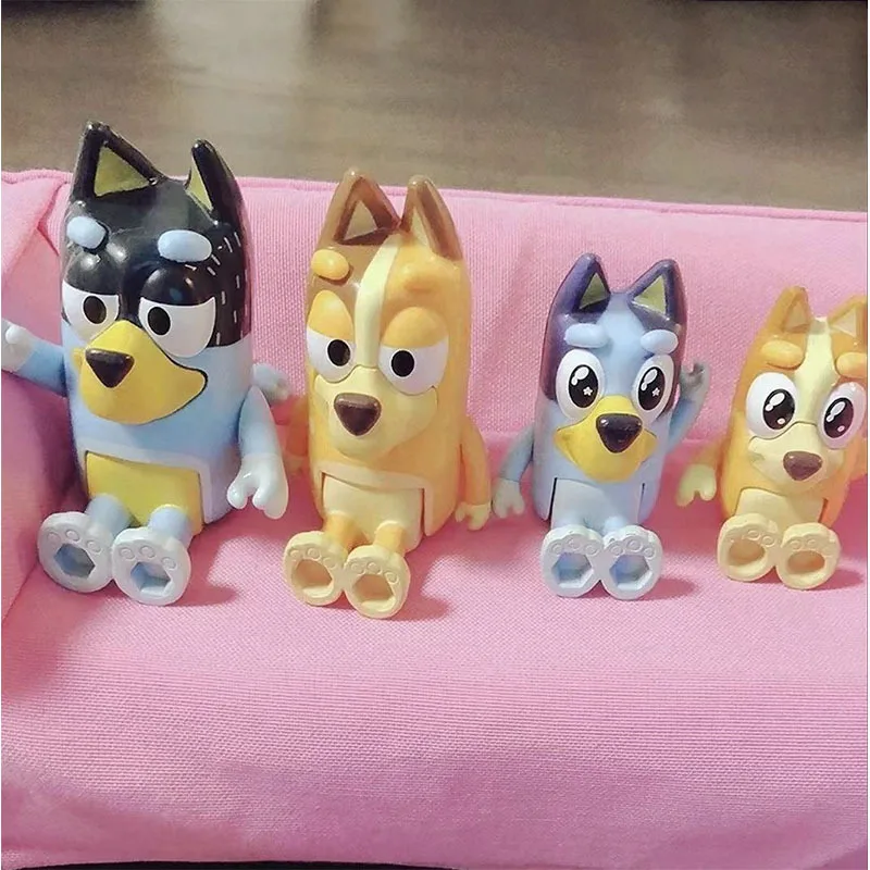

New Cute The Bruy Family Action Figure Cartoon Blueyed Bingo Model Doll Anime Toys for Kids Birthday Xmas Gift 4pcs A Set