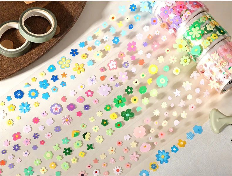 1–4 Rollen Washi-Tapes mit minimalistischem Blumenmotiv, Scrapbooking-Aufkleber, Material, perfekt für Journaling, DIY-Scrapbooking-Zubehör – Detail 11
