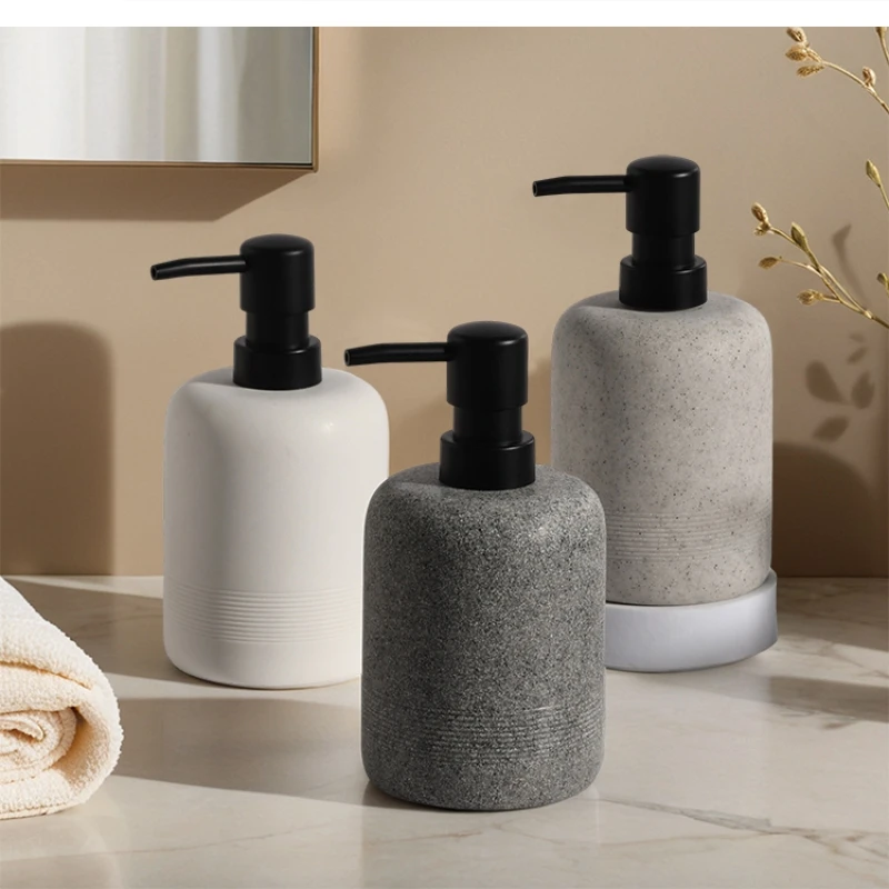 European simple sand stone hand sanitizer bottle Bathroom hotel dispenser Shampoo shower gel