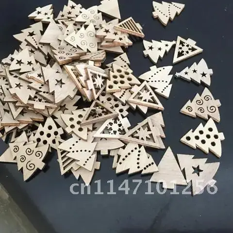Adornos de Madera Natural de 3cm de diámetro para Árbol de Navidad, Colgantes de Madera, Regalos de Ren, 50 unidades