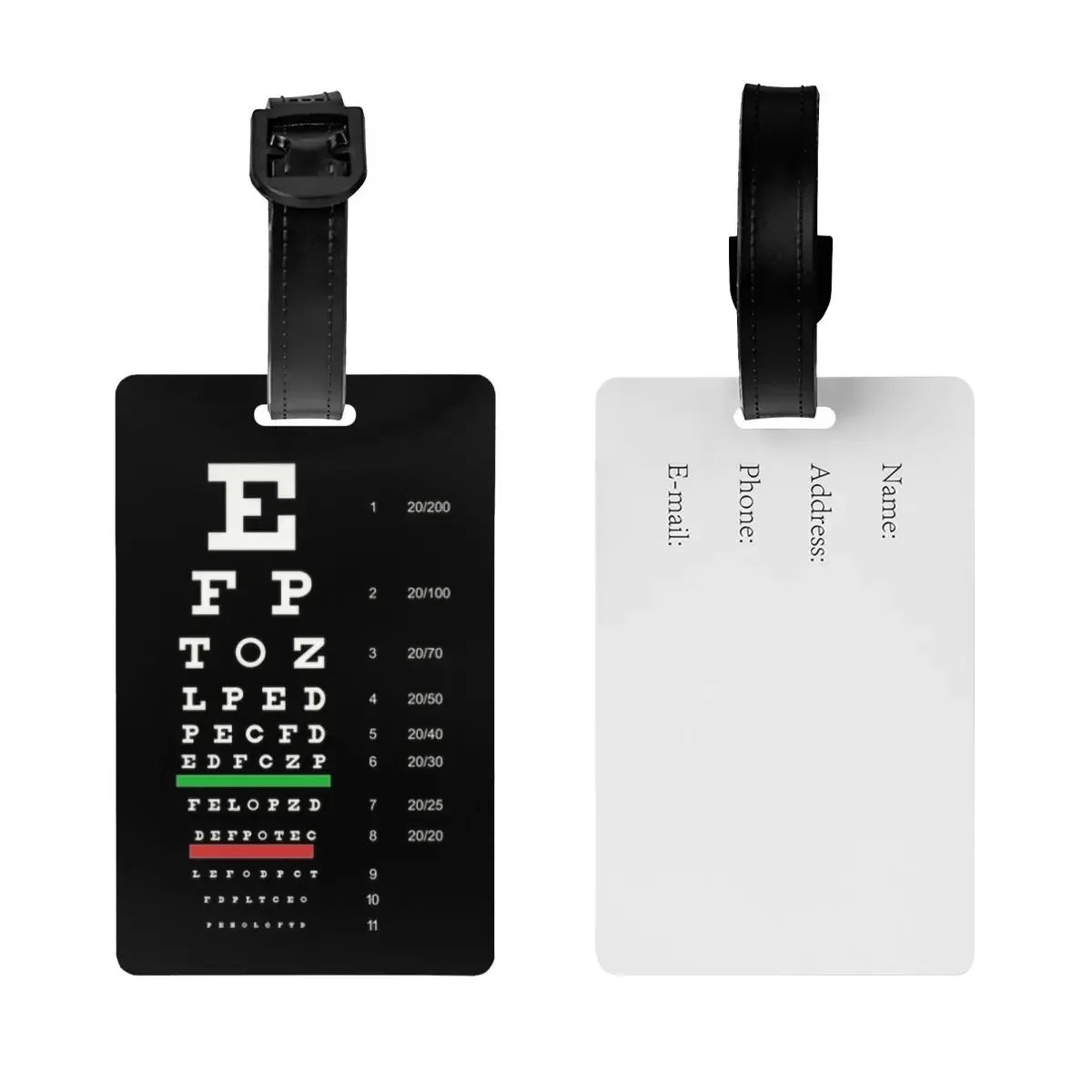 Snellen Eye Chart Luggage Tags Custom Optometrist Optician Baggage Tags Privacy Cover Name ID Card