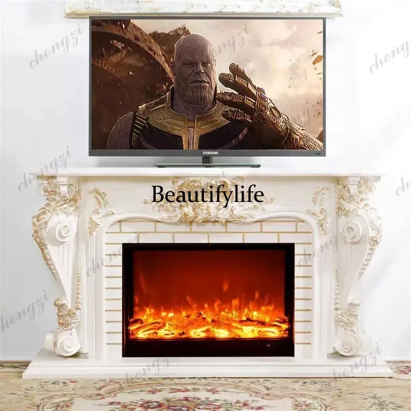 BBB European fireplace simulation fire electronic French, carved European fireplace decorative cabinet household