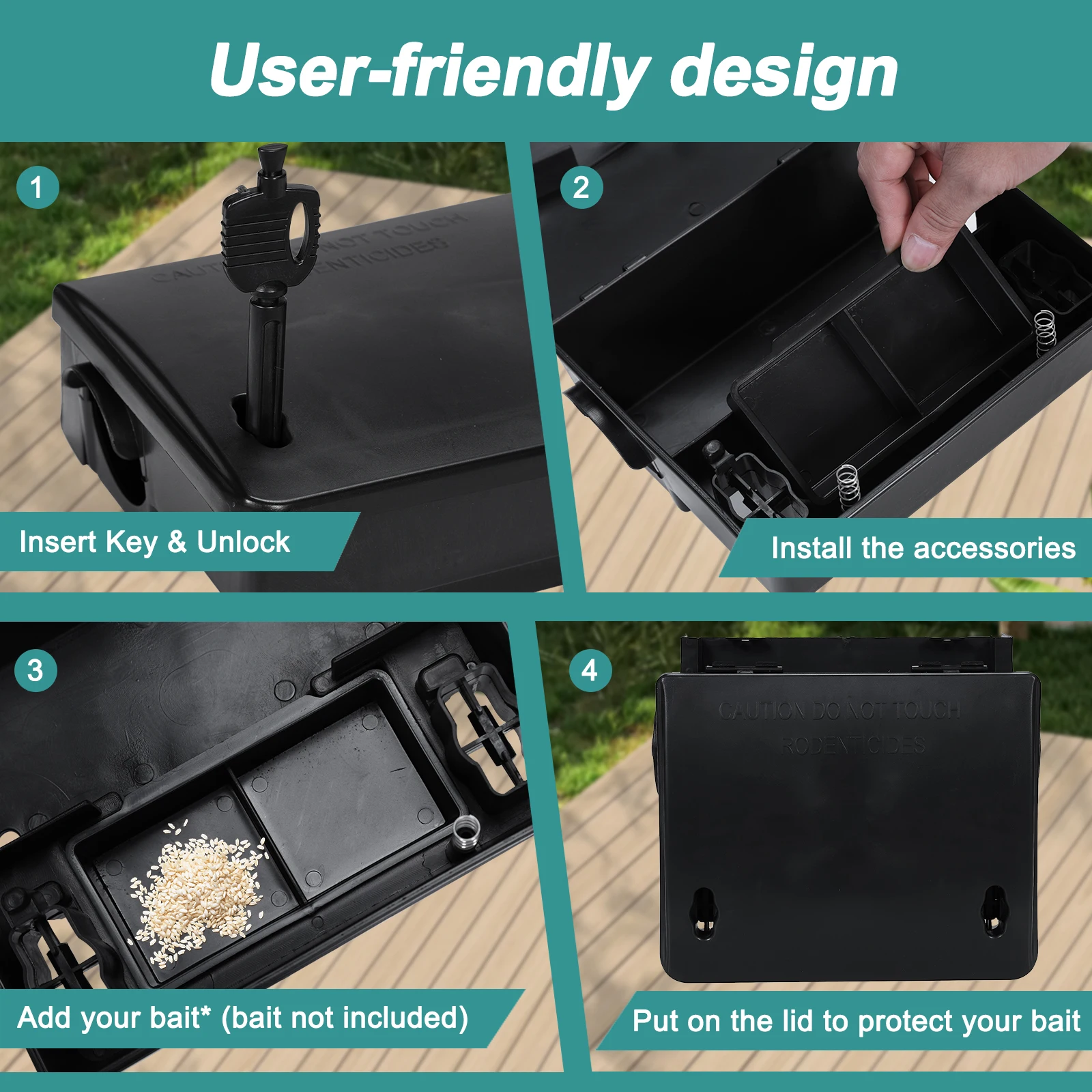 

Набор из 36 прочных уличных коробок для приманок с ключом, многоразовые ловушки для приманок для обеспечения безопасности домашних животных и детей