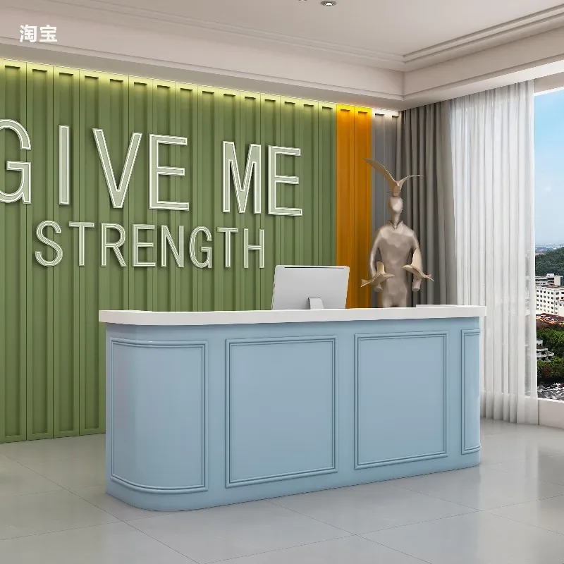 Modern simple baking paint company reception desk beauty salon clothing store checkout page bar