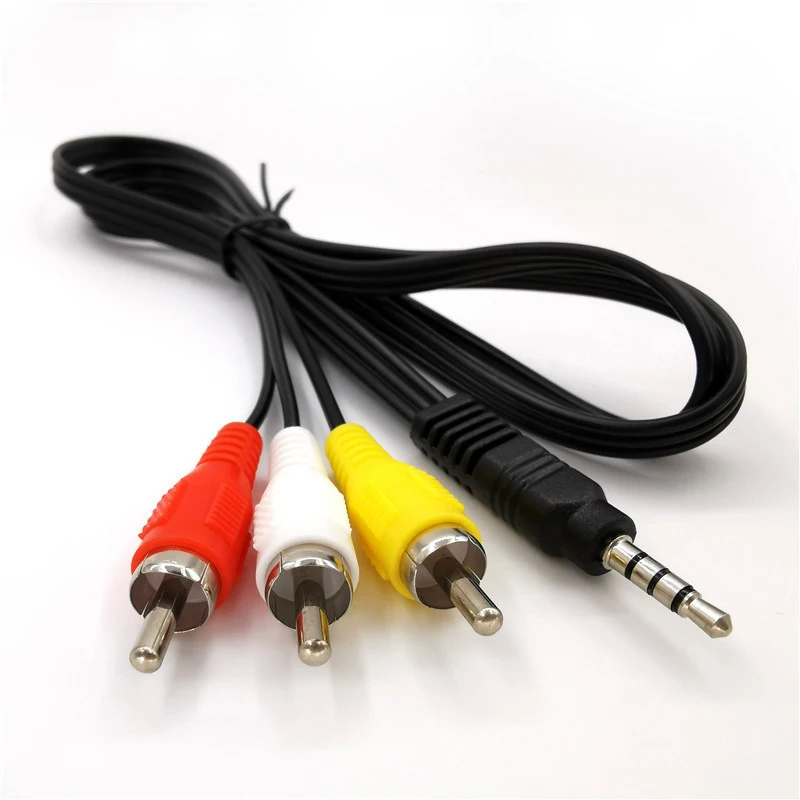 1 pièces 1.2M haute qualité 3.5 à RCA mâle Audio vidéo câble AV cordon 3.5mm prise Jack 3 adaptateur et câbles