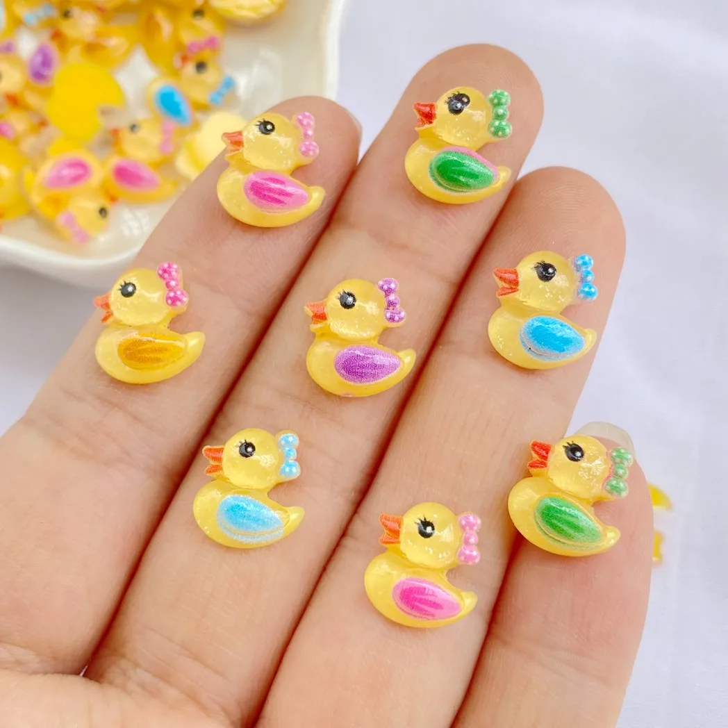 50Pcs New Cute Resin Mini Cartoon Animal Duckling Series Flat Back Manicure Parts Embellishments For Hair Bows Accessories