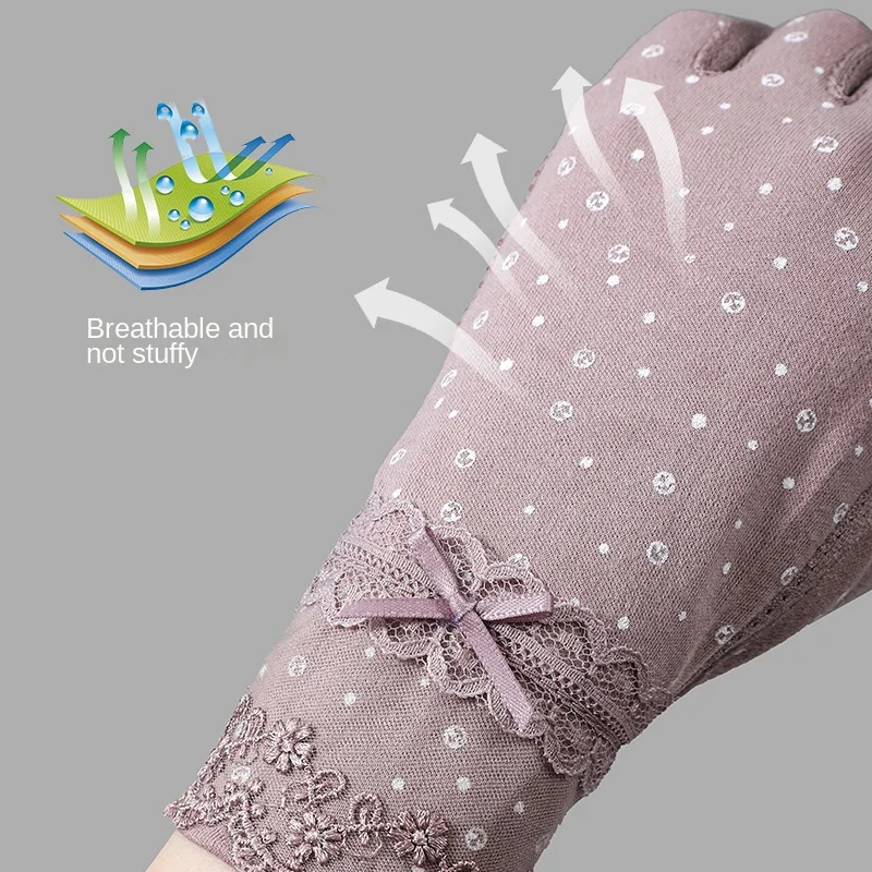 Summer Autumn Women Thin Lace Show Fingers Leak Fingers Riding Driving Cycling UV Protection Sun Protection Fingerless Gloves