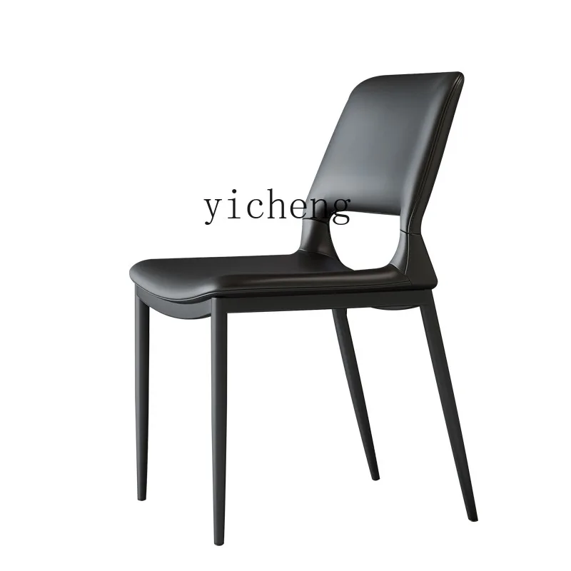 ZK Dining Chair Microfiber Leather Chair Nordic Minimalism Dining Room Chair Light Luxury Household Leather Dining Chair