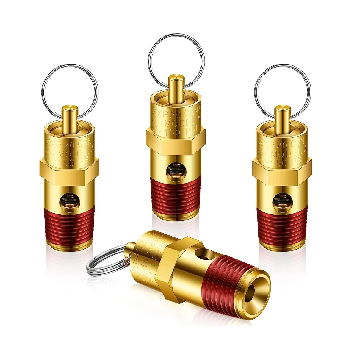 

4 Pieces 1/4 inch Male NPT Safety Valve Pressure Relief Valve Air Compressor Check Valve (150 Psi Set Pressure)