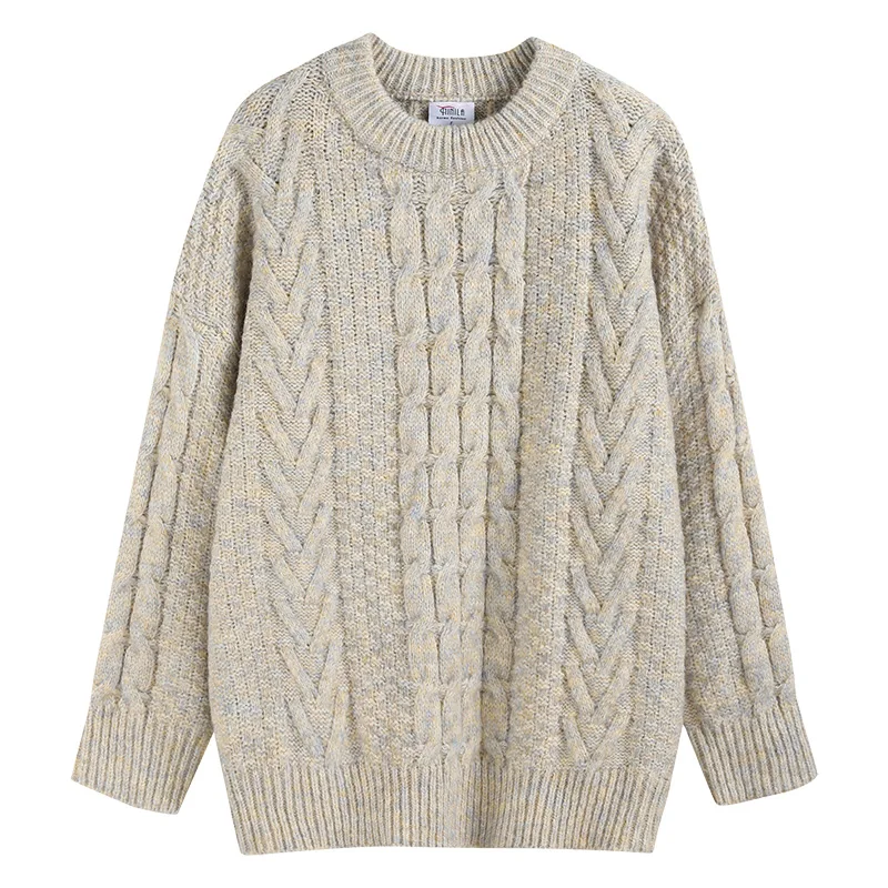 

Loose Thi Knit Sweater Long Sve Korean Sle Women's Faion Spring Autumn Warm Cozy Twist Yarn Casual Comfortable Top