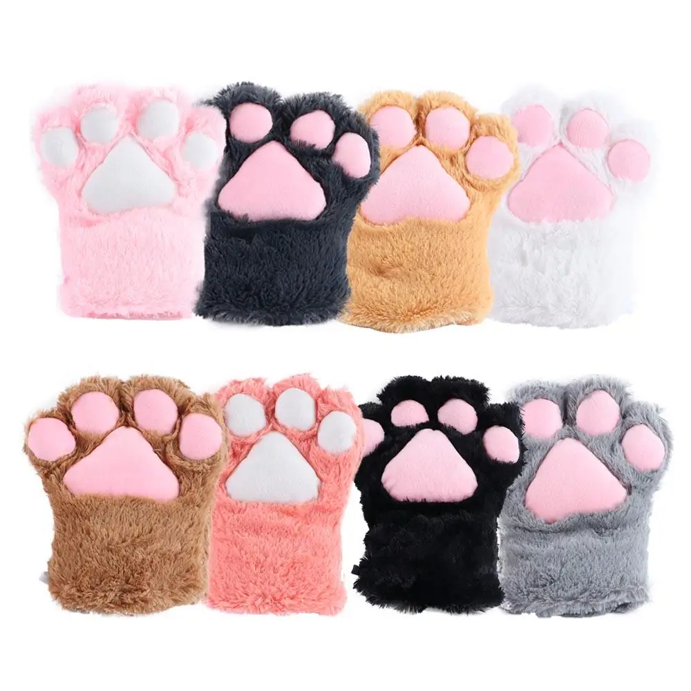 Dolce carino per le donne orso artiglio gatto artiglio guanti zampa guanti peluche Anime Cosplay guanti